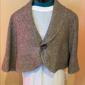 Louben tweed cropped jacket with leaf clasp